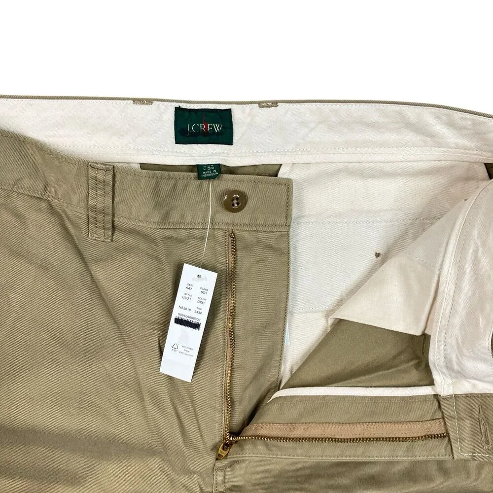 J Crew Chino Pants Men 34x32 Dusty Khaki Cotton Giant Fit Wide Leg Office BJ521